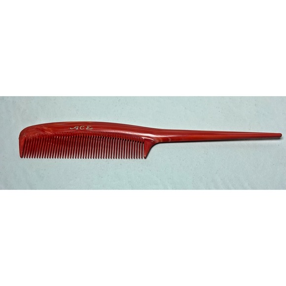 Vintage Ace Rat Tail Comb - Good Used Condition RARE Hair Styling Classic Red 8" - Picture 1 of 4